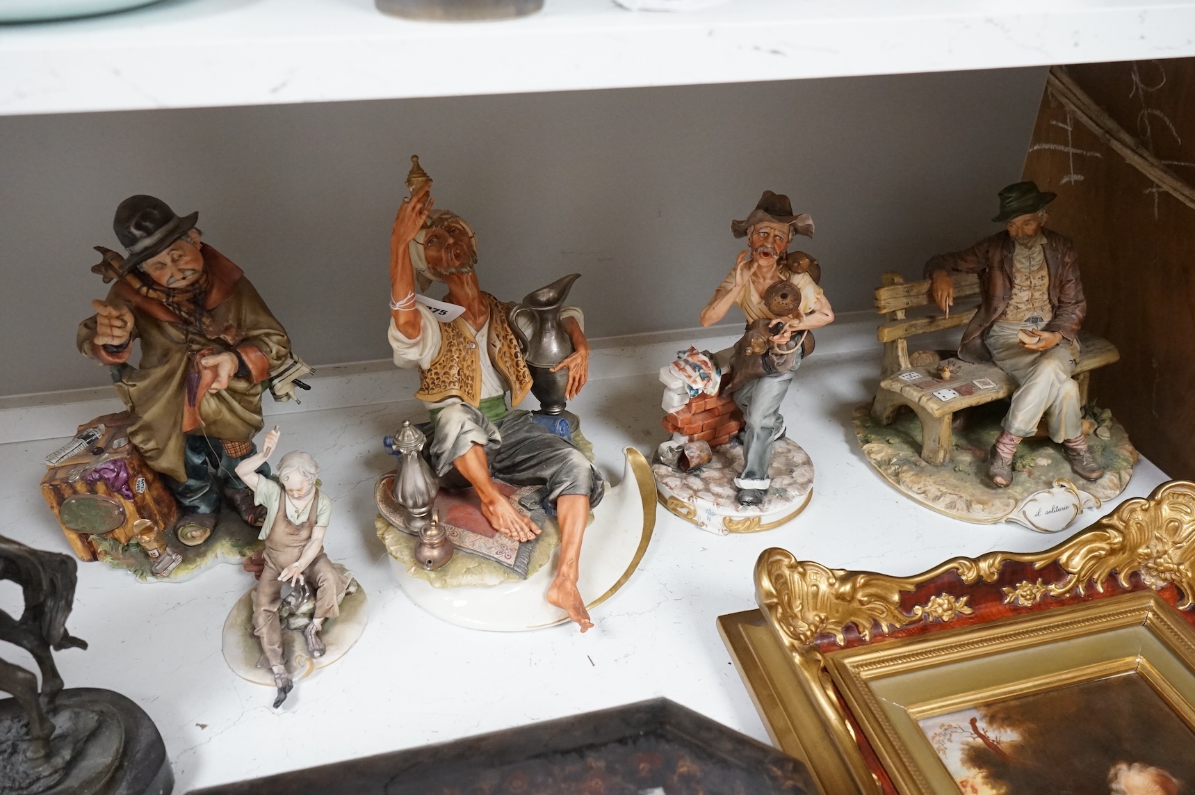Five various Capodimonte figure groups, largest 35cm high